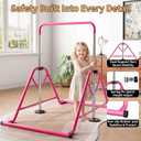 Expandable Gymnastics Bars 45''-61'' with Side Support Bars for Kids Ages 5-13 | 300lb weight capacity enhanced stability 5-level adjustable foldable quick 10min assembly non-slip base