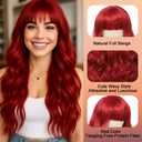 Long Red Wigs with Bangs 26Inch Wavy Curly Hair for Women Tangle Free Beginner Friendly Soft Natural Looking Wigs for Daily Party Use