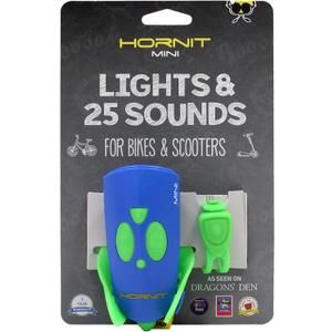 Hornit Mini Bike & Scooter Horn with Kids Headlight (Green/Blue)
