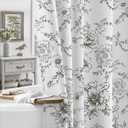 Awellife Farmhouse Vintage Shower Curtain Black Pattern Floral Cotton Rustic Tattoo Shower Curtains for Bathroom, 36 Wx72 L