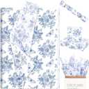 100 Sheets 20 * 14 Inches Blue Floral Tissue Paper for Gift Bags Vintage Flowers Printed Tissue Chinoiserie Paper for Bridal Shower Wedding DIY Craft Supplies
