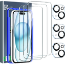Ferilinso 3 Pack Screen Protector for iPhone 15 with 3 Pack Tempered Glass Camera Lens Protector Phone Case Friendly HD Accessories Protector de Pantalla for Apple iPhone 15 6.1 INCH
