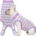 Sebdtico Recovery Suit for Dogs,Dog Surgery Suit Female Spay,Soft Dog Onesie for Surgery Female,Dog Cone Alternative Surgical Recovery Suit Female,Abdominal Wounds Licking Anti Suit for Dogs (XXL, Striped Purple)