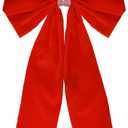 36x18 Inches Extra-Large Christmas Tree Topper Bow Red Velvet Ribbon Gift Bows for Christmas Home Decor, Outdoor Indoor Car Decoration (Red)