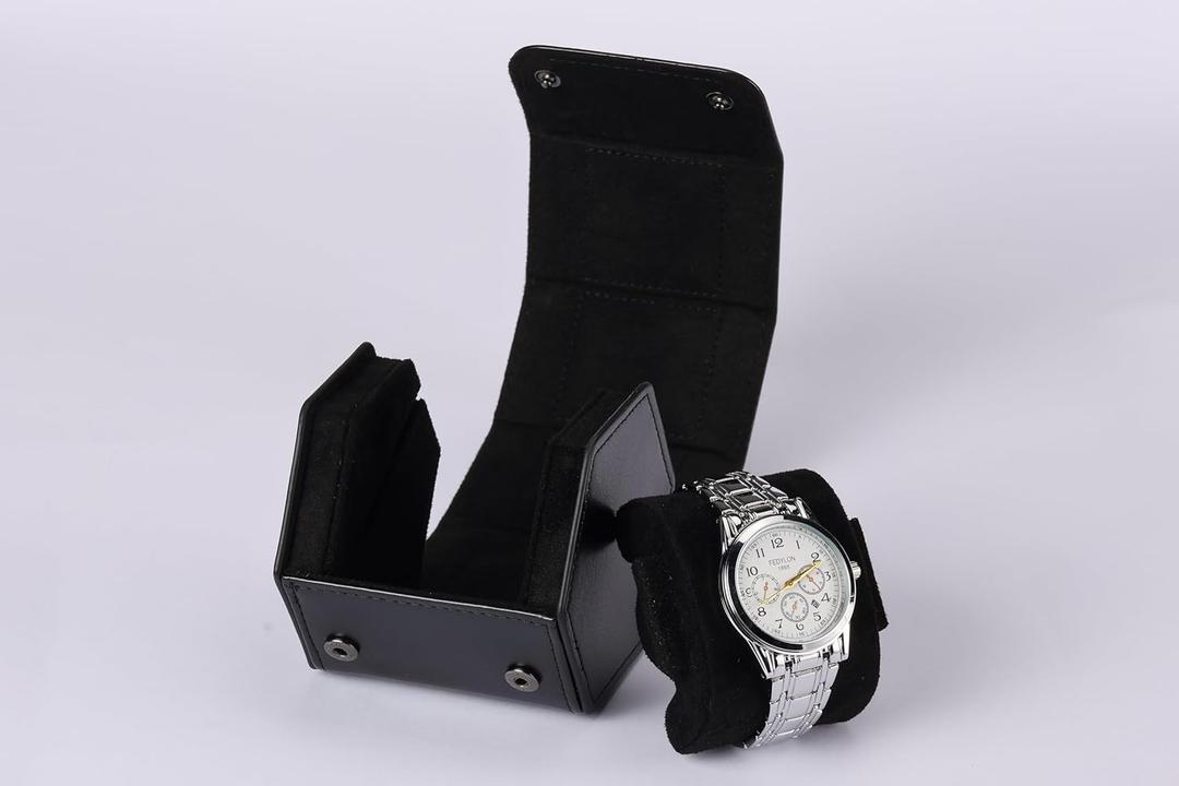 Watch Display Stand, Black Leatherette, Holds 1 Watch