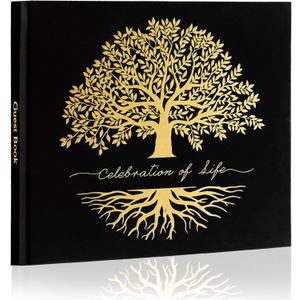 Memorial Funeral Guest Book for The Celebration of Life - in Loving Memory Guestbook with Table Sign - 320 Entries Hardcover Guest Sign in Book for Funeral Service, 9"x7.5", Tree
