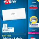 Avery Easy Peel Printable Address Labels with Sure Feed, 1" x 2-5/8" Customizable Stickers, White, 3,000 Blank Mailing Labels, Great for Mailing, Shipping, and More (5160)