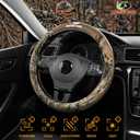 Mossy Oak Camo Steering Wheel Cover, Durable Grip Car Steering Cover, Universal Fit 14.5"15.5" - Made with Premium Beige PVC Leather and Cotton Fabric, Anti-Slip - Official Licensed Product
