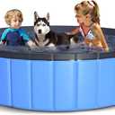 71'' Kiddie Pool Foldable Dog Pool for Large Dogs, Hard Plastic Kids Pool for Backyard Swimming Pool Pet Bath Tub, Non-Slip Extra Large Pool for Pets & Kids