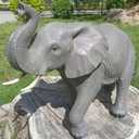Large-Scale Realistic Resin Elephant Sculpture Statue-Country Style Animal Decor for Garden Yard Lawn Patio Balcony Entryway, Housewarming Gift for Independence Day Halloween Easter Thanksgiving