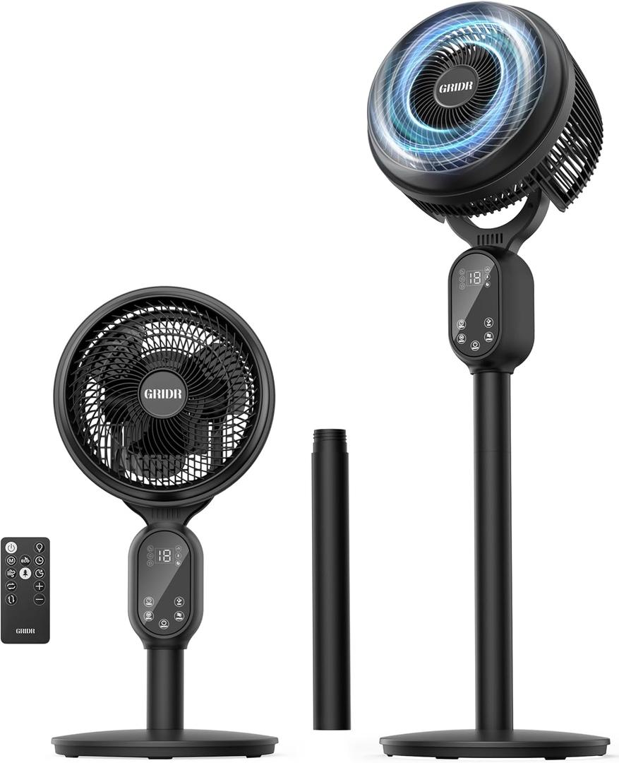 Fan For Bedroom, Pedestal Fans 90+90 Smart Oscillating, Standing Fans for Home 12 Speeds, 4 modes, Quiet Floor Fan with DC Motor 20dB, 12H Timer, 90ft for Room, 22-35'' Adjustable Height