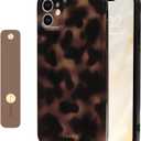 NITITOP Compatible with iPhone 11 Case with Wrist Strap Cute Stylish Leopard Aesthetic Tortoise Amber Design for Women Girls Men Soft TPU Shockproof Protective Cover - Brown