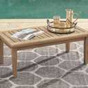 Signature Design by Ashley Wood Outdoor Coffee Table, Grayish Brown Weather resistant eucalyptus wood, 5-step protective coating, Slatted top sheds rainwater, 50-in width, Gerianne Series (	50" W x 26" D x 18.63" H)