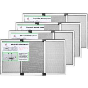 FLYZZZ Adjustable Window Screen Horizontal (15.74 ''H x 21-40''W) 4 Packs Expandable Window Screen Medium Replacement Window Screen for Home