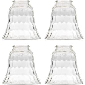 Ceiling Fan Light Covers, Glass Replacement Shades for Ceiling Fans, and Light Fixtures, Bell Shape Clear Glass with Decorative Hammered Finish. Hight 4.75" - Width 4.9" - Opening Fitter Size 2.25".