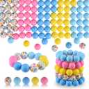 ASTARON 100 Pcs 15mm Silicone Beads for Keychain Making,Yellow Pink Blue Bulk Round Beads for Bracelets Crafts Beadable Pens Decorations Jewelry Making Party Favors Supplies