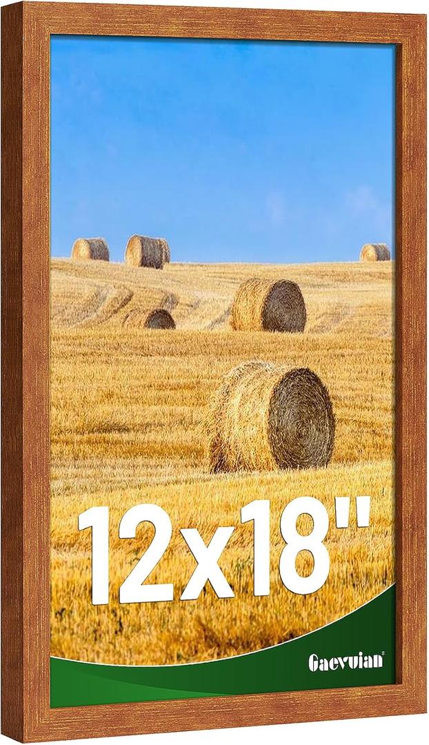 12x18 Frame, Distressed Farmhouse Wood Texture Poster Frame | HD Plexiglass, Horizontal/Vertical Hanging, Teak Wood Grain, 1Pack