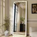 LED Full Length Mirror Floor Mirrors with Dimming &3 Color Lighting 26 x 71 Inch LED Mirrors Full Body Wall for Bedroom Dressing Room Rect (White-rounded Corner)