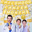 Breling 46 Pcs Childhood Cancer Awareness Month Decorations Including Banner Hanging Swirls Wall Decor Holiday Celebrating Events for Festival Supplies