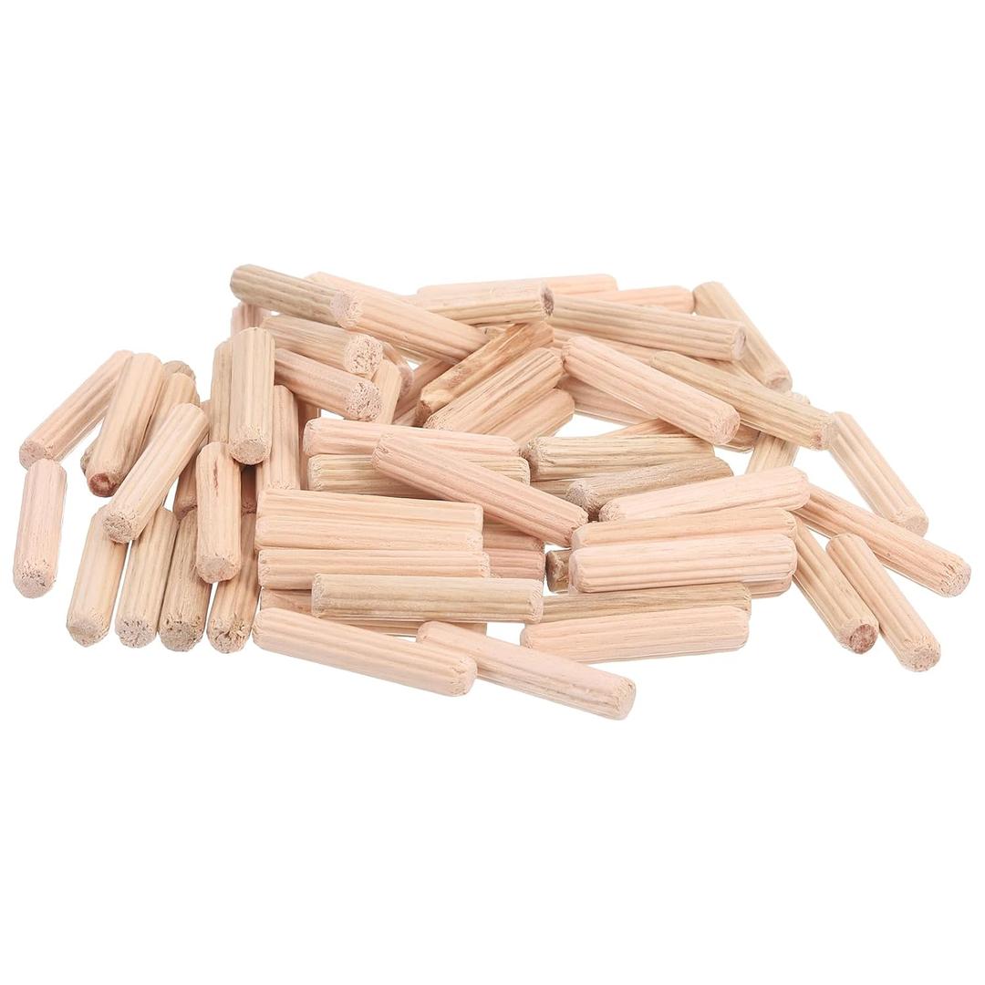 Uxcell 150 Pcs Wooden Dowel Pins, 6 x 30mm (0.24 x 1.18 Inch) Wood Dowels Rods, Fluted Dowel Joints for Grooved Woodworking Furniture Craft