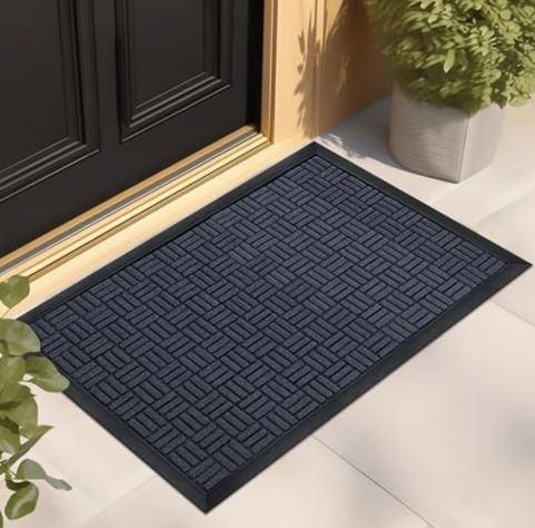 Mibao Front Door Mat, Heavy Duty Durable Welcome Mat for Outdoor Indoor, Dirt Trapper Waterproof Super Absorbent Door Mat for Entryway Outside Patio Porch, 48" x 24", Navy