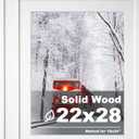 Egofine 22x28 Solid Wood Poster Frames Matted for 18x24 Set of 2 White - with Acrylic Plexiglass Front, Hanging Picture Frames Vertically or Horizontally