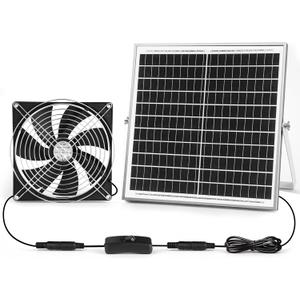 7.1" Large Airflow Solar Powered Greenhouse Fan, 25W Vent Exhaust Intake Solar Fan for Chicken Coop, Waterproof Outdoor Solar Fans, 16.5 ft Long Cord for Dog House, Shed, Cabin