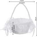 Wedding Flower Girl Basket with Pearl Handle,Satin Flower Storage Basket for Wedding Home Garden Decor (5884, 1)