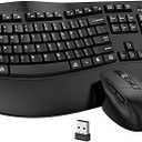 Wireless Keyboard and Mouse Combo, EDJO 2.4G Full Size Wave Keys Ergonomic Keyboard with Wrist Rest and 3Level DPI Adjustable Wireless Ergonomic Mouse for Windows, Mac OS Desktop/Laptop/PC(Black)