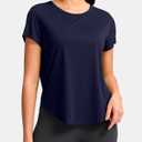 G Gradual Women's Workout Tops Short Sleeve Lightweight Athletic Yoga Running Shirts Loose Fit Quick Dry Gym T-Shirts(Navy,XS) (Blue, XS)