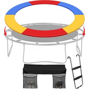 Trampoline Accessory Set, Trampoline Pad, Wide Step Trampoline Ladder and Trampoline Storage Bag, Trampoline Replacement Safety Pad Spring Cover, No Holes for Pole for Outdoor Indoor( (14FT)