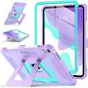 Soke Case for iPad (A16) 11th Generation 11-Inch 2025 /10th Generation 10.9-Inch 2022, with Screen Protector and Multi-Angle Kickstand, Rugged Full Body Heavy Duty Protective Cover - Purple Green