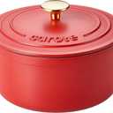 CAROTE Enameled Cast Iron Dutch Oven Pot with Lid, 4 QT Dutch Ovens, HeavyDuty Cast Iron Pot for Sourdough Bread Baking, Braising, Stews, Roasting, Healthy & NonToxic, Dual Handles, All Stovetop Compatible, Oven Safe up to 500° F, Red