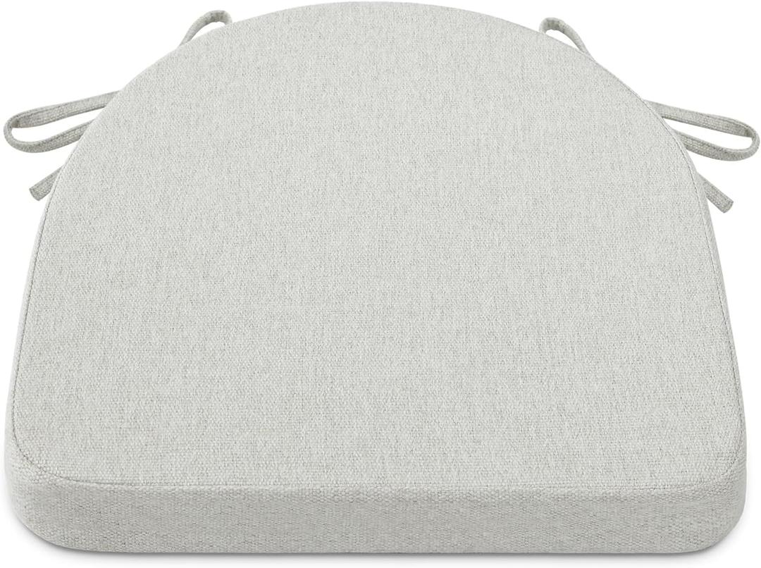 Shinnwa Kitchen Chair Cushions, Non-Slip Dining Chair Cushions with Ties and Machine Washable Cover, 17 x 16.5 x 2in, Off White