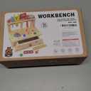 REXBETI Kids Tool Set, Wooden Toddler Tool Set with Apron, Toddler Tool Bench, Educational Montessori Toys for 3 Year Old Boys, Pretend Construction Kits, Birthday Gifts for 3 4 5 Year Old Boy Girl