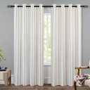 DriftAway Farmhouse Linen Blend Blackout Curtains 84 Inches Long for Bedroom Vertical Striped Printed Linen Curtains Thermal Insulated Lined Treatments for Living Room 2 Panels W52 x L84 Grey (Gray Stripe-grommet)