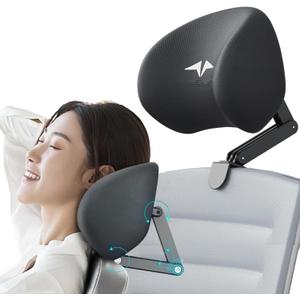 Memory Foam Headrest Attachment for Office Chair, Attachable Chair Head Rest, Desk Chair Neck Support, Elastic Sponge Head Pillow Adjustable Height and Angle (Plush)
