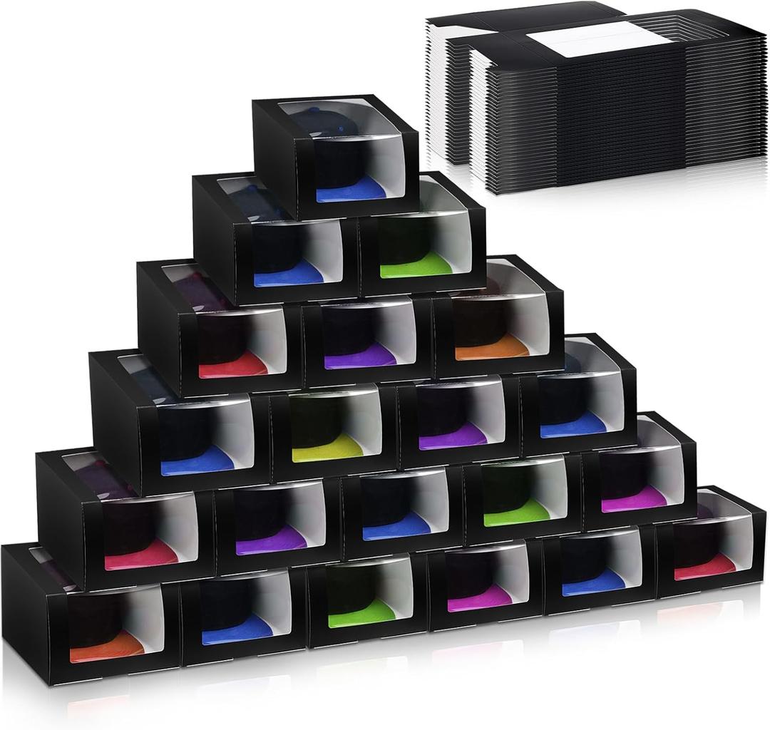 20 x Gilprop 20 Pcs Hat Boxes for Men Black Gift Boxes with Window Display Box for Hat Storage Container for Baseball Caps, Dad Hat, Billed Cap, Snapbacks, Paper Fold Box Packing Box 8.1 x 8.1 x 5.1