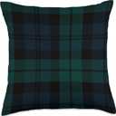 Green Red Blue Plaid Throw Pillow (18x18)