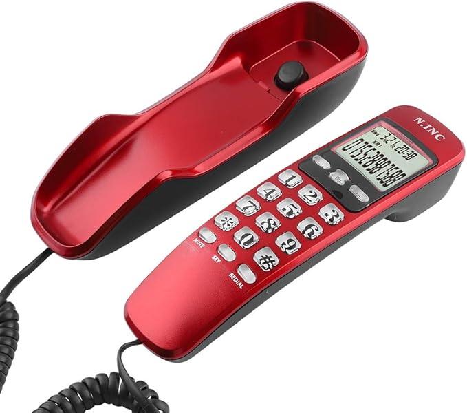 Wall Phone with Caller ID LCD Display, Corded Telephone for Home Office & Hotel, 38 Incoming Memories & Call Back Function, Red