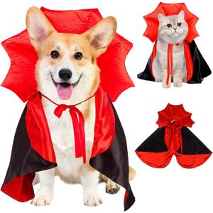 Halloween Dog Costumes Vampire Cape: Pet Cats Cosplay Costume Funny Clothes Cloak for Small Medium Large Dogs - Dog Mantle Apparel for Halloween Party