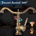 WEIJIANKANG Brass Kitchen Faucet Antique Single Handle Bathroom Faucet, Mixer Tap Bronze Multifunctional, 360 Degree Swivel Spout Bathroom Sink, Universal Splash Filter Lavatory Faucet