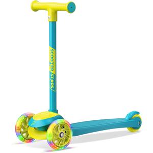 3 Wheel Scooter for Kids, Smooth Light Up LED Front Wheels, Wide Anti Slip Deck, Rear Foot Brake, Easy Lean to Steer Maneuvering, Indoor & Outdoor Ride On Toys for Ages 2 Up