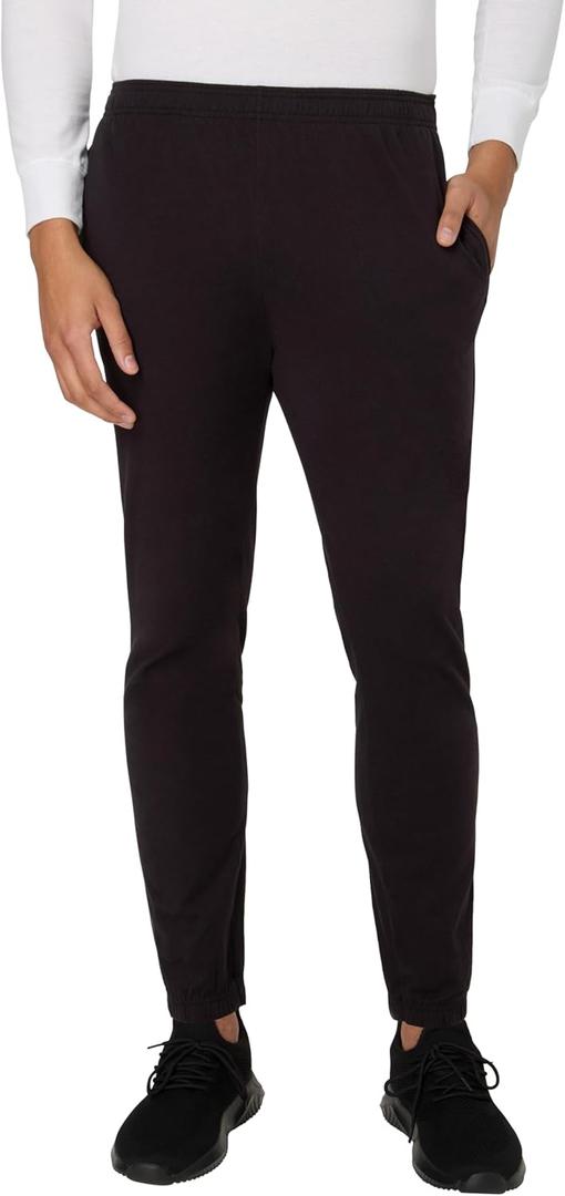 Hanes Men's Cotton Jersey Jogger, Knit Sweatpants with Pockets, Jogger, Cinched Cuff and Straight Leg (Large, Black)