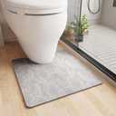 COCOER Toilet Rug U Shaped-Contour Bath Mat -Absorbent No Watermarks Dirt Resistant Rubber Backed Mats for Bathroom Non Slip-Light Grey 20x24 (20"x24" U)
