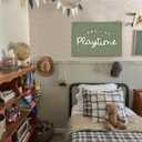 Playroom Decor for Boy, Long Live Playtime Wall Hanging Linen Banner, Blue Striped Wall Flag for Kids Room Nursery Playroom Decor, 20x30 Inch-Green