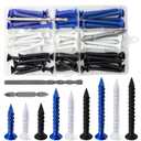 Wensilon(75 PCS) 1/4" Concrete Screw Anchor Kit Blue/Black/White Flat Head for Anchoring to Masonry, Block or Brick Stucco