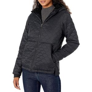 Amazon Essentials womens Lightweight Quilted Full-Zip Water-Resistant Sherpa-Lined Hooded Puffer Jacket (Medium, Black)