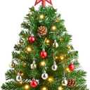 Joiedomi 24 Inch/2FT Tabletop Mini Christmas Prelit Decoration, Artificial Mini Xmas Pine Tree with Prelit LED String Lights and Ornaments Decor, Christmas New Year Decoration Tree Decor