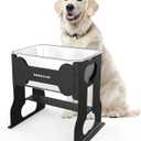 2.4 Gallon Elevated Large Dog Water Bowl,14" Raised Stainless Steel Bowl with Stand for Large Breed, Full Metal Dog Feeding Station for Relief Joint Pressure, Easy Clean for Indoor & Outdoor Uses
